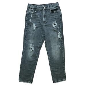 URBAN OUTFITTERS High Rise Slim Straight Distressed Jeans in Washed Black SZ 30